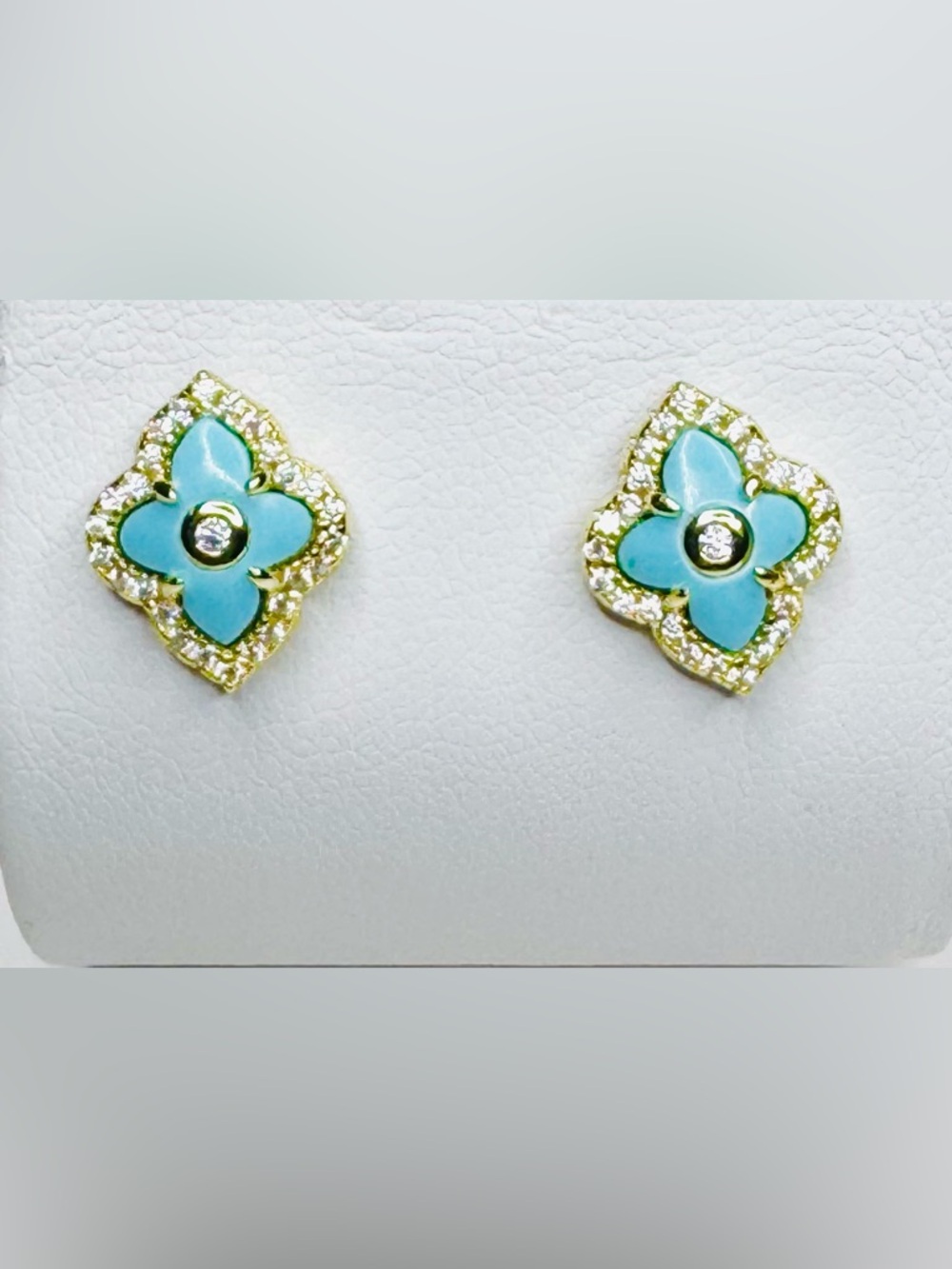 18K Gold-Tone Turquoise Flower Stud Earrings